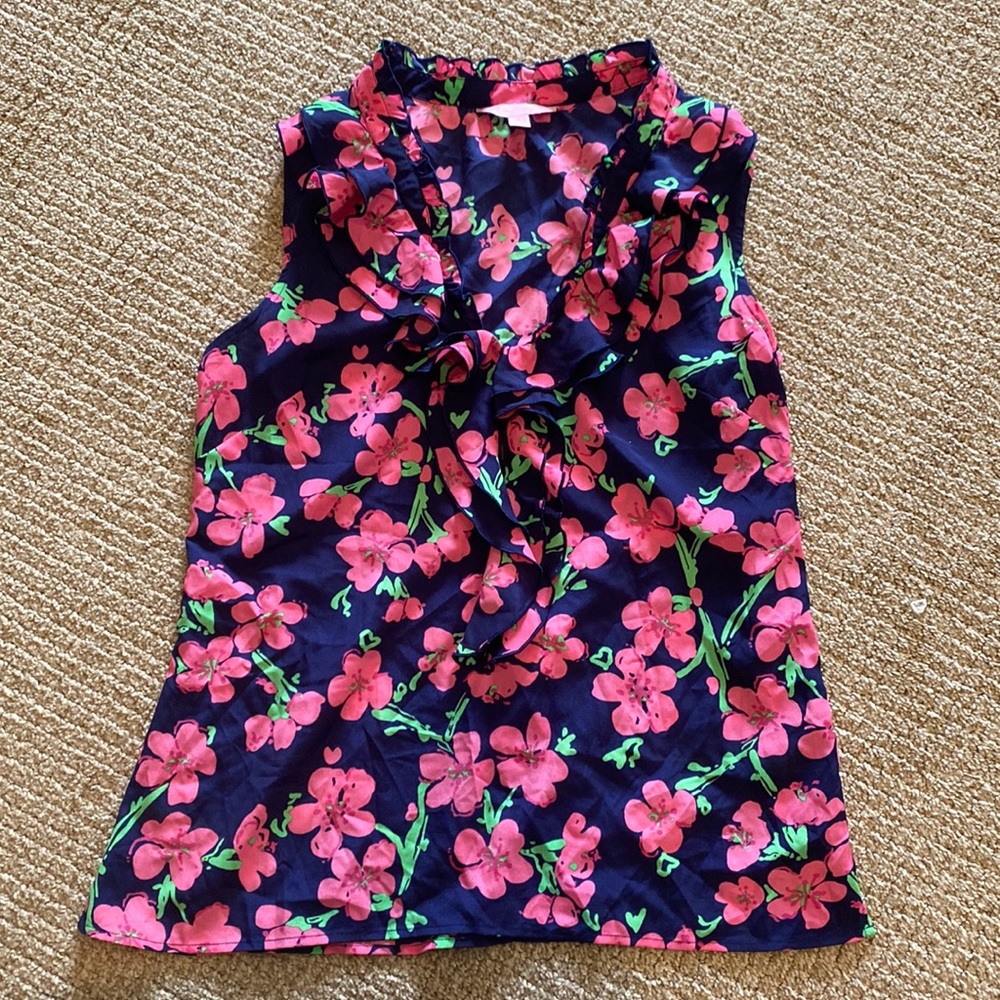 Lilly Pulitzer floral sleeveless blouse size small